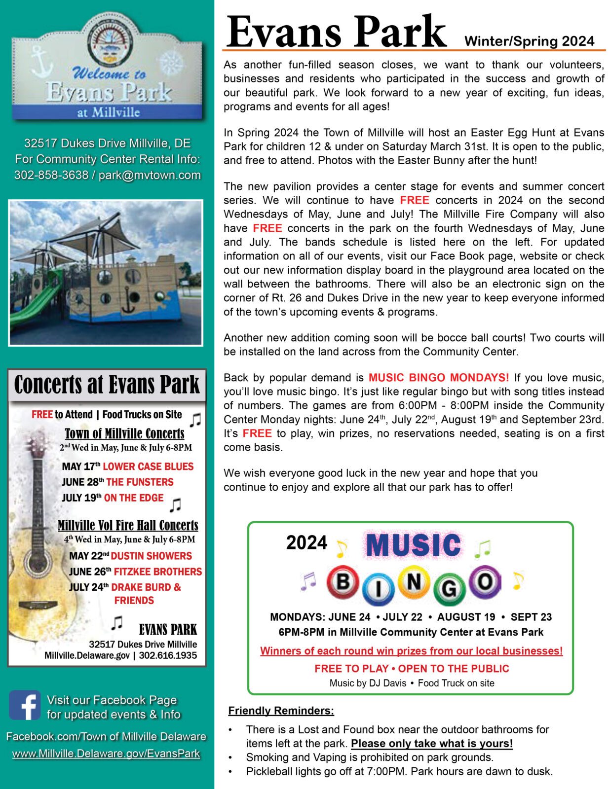 Evans Park Newsletter | Town of Millville