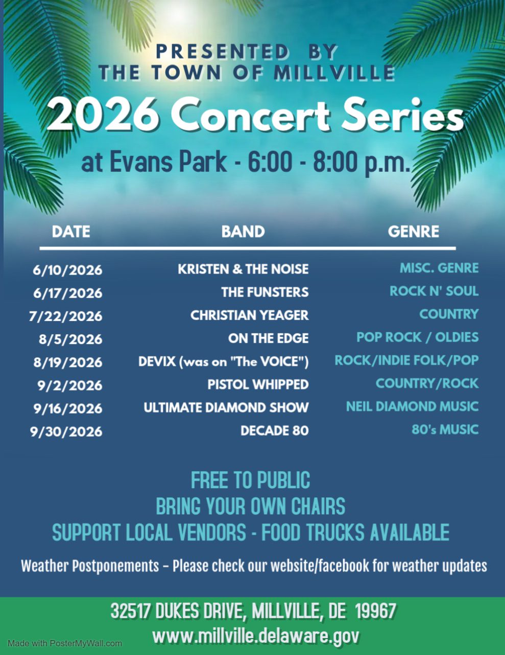2026 Concert Series at Evans Park